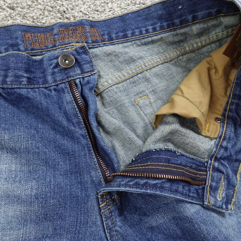 VTG Plugg Jeans Mens 38X34 Dark Blue Denim Wide Leg Slim Straight Grunge Rap Y2K